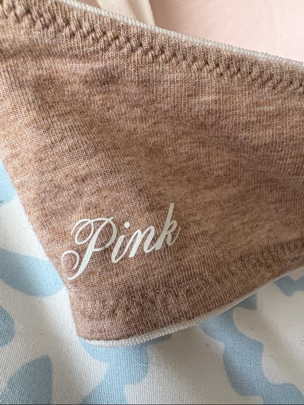 EUC PINK Everyday Lace-Trim Lightly Padded Wireless Bra Light Beige 34C - Picture 2 of 8